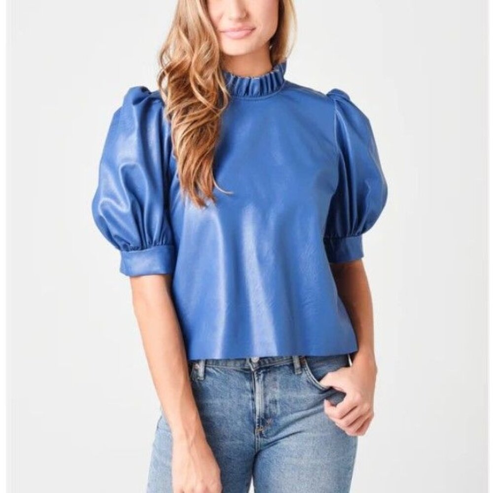 Hunter Bell Blue Puff Sleeve Blouse